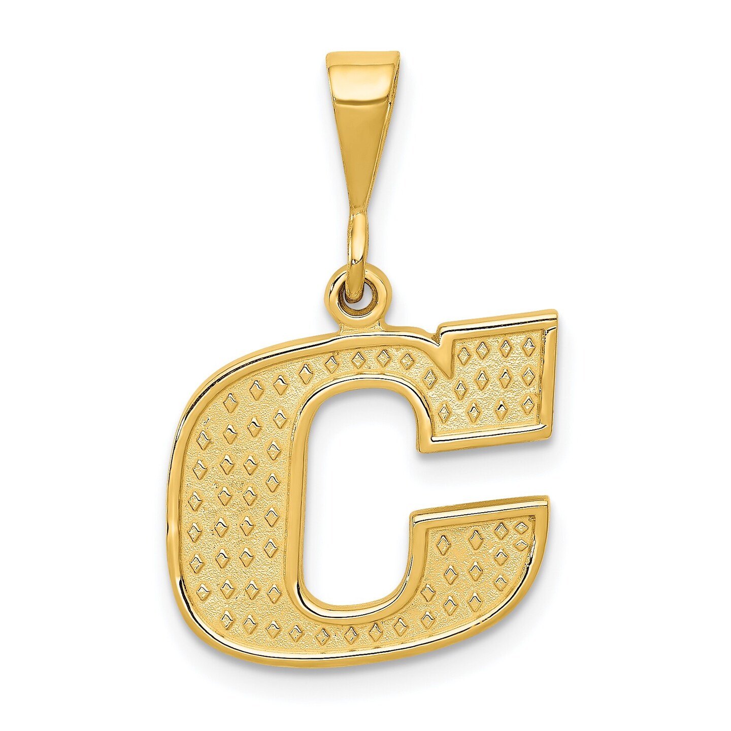 14K Yellow Gold Initial C Charm Letter Pendant Jewelry 26mm x 16mm