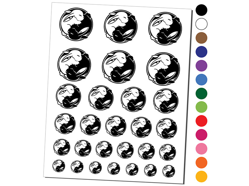 Yin Yang Sleeping Bunny Rabbits Temporary Tattoo Water Resistant Fake Body Art Set Collection