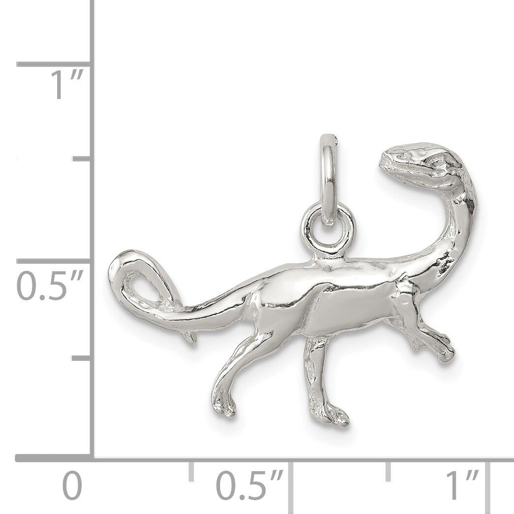 Sterling Silver Raptor Charm Pendant Dinosaur Jewelry 20mm x 24mm
