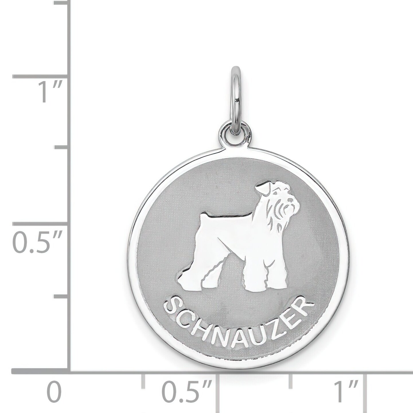 Sterling Silver Schnauzer Disc Charm Pendant Jewelry 26mm x 19mm
