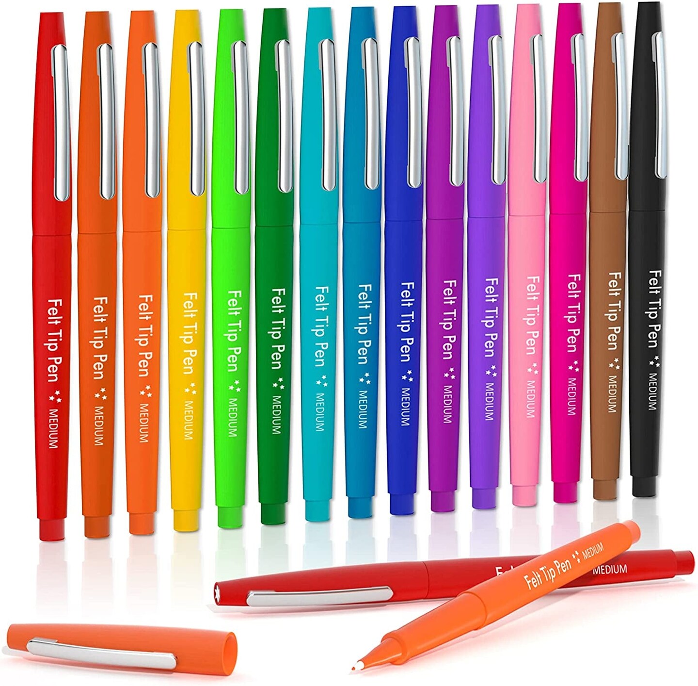 Lelix 60 Colors Felt Tip Pens, Medium Point Felt Pens, Assorted Colors Markers Pens for Journaling, Writing, Note Taking, Planner Coloring, Perfect