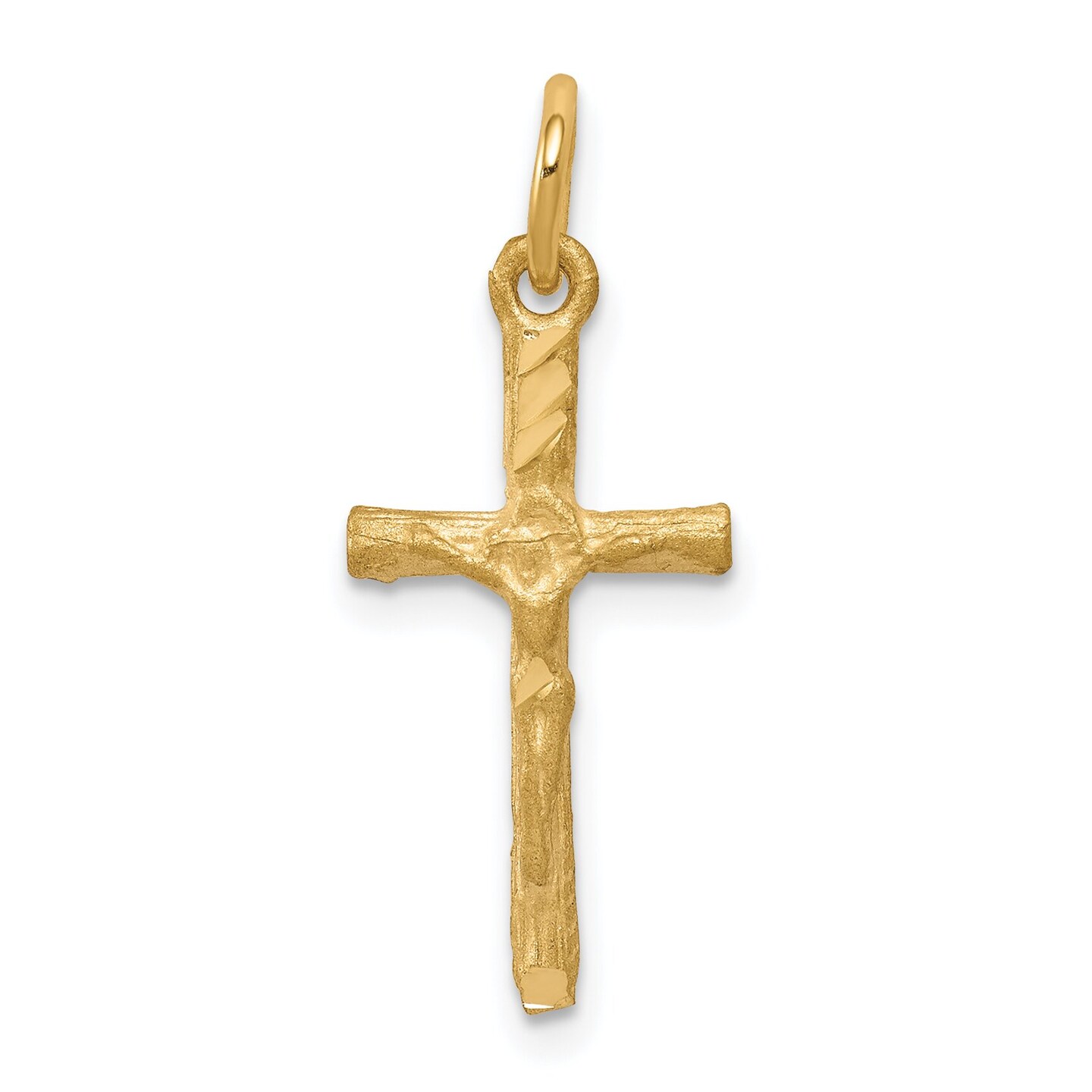 10K Yellow Gold Crucifix Charm Religious Jewelry New 23 X 11mm