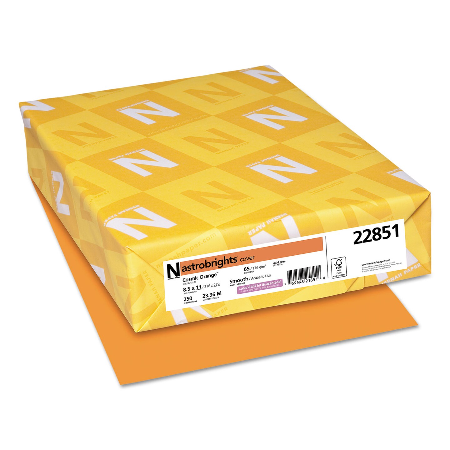 Astrobrights Color Cardstock 65 lb 8.5 x 11 Cosmic Orange 250/Pack