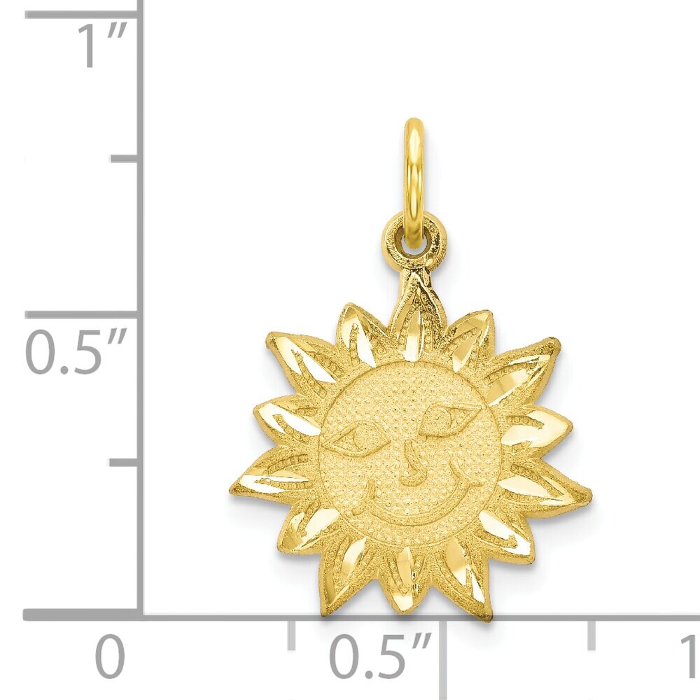 10K Yellow Gold Smiling Sun Charm Jewelry FindingKing 20 X 18mm 