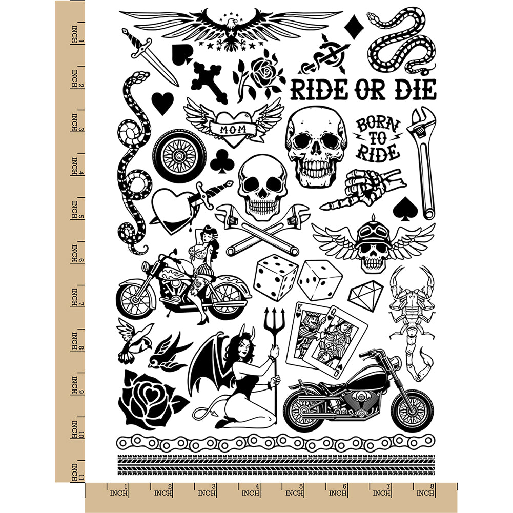 Amazon.com: Skeleton Riding Chopper Motorcycle Tattoo Retro Vintage 80s 90s  Aesthetic Vibey Indie Art Cool Psychedelic Trippy Hippie Decor UV Light  Reactive Black Light Eco Blacklight Laminated Poster 12x18: Posters & Prints