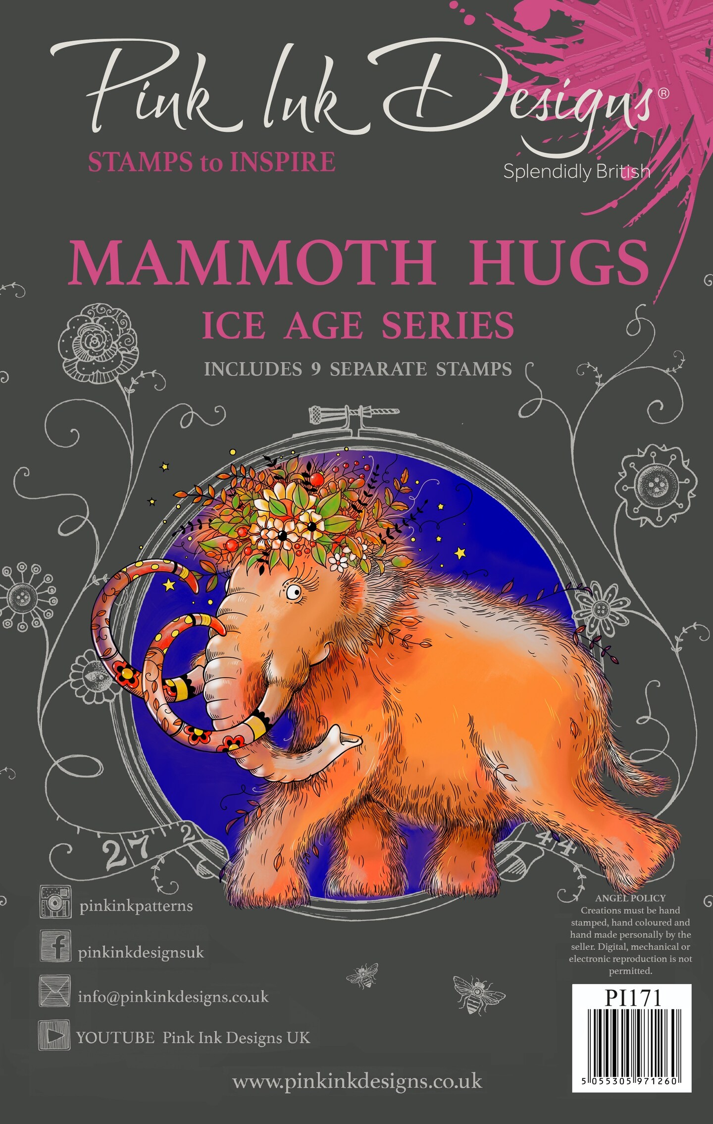 Pink Ink Designs 6&#x22;X8&#x22; Clear Stamp Set-Mammoth Hugs