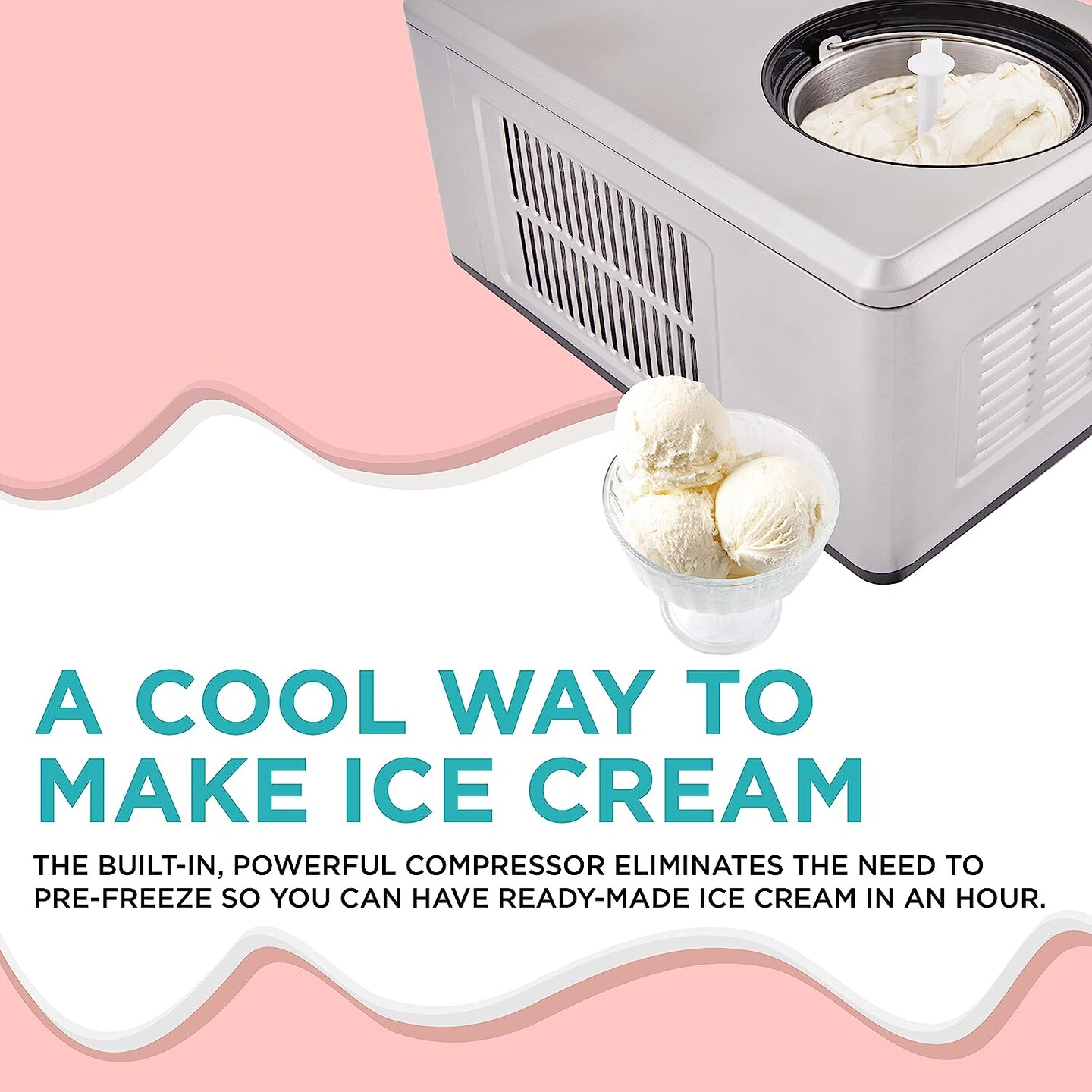 Ivation Automatic Ice Cream Maker Machine w/Built-in Compressor, 2 Qt Gelato Maker