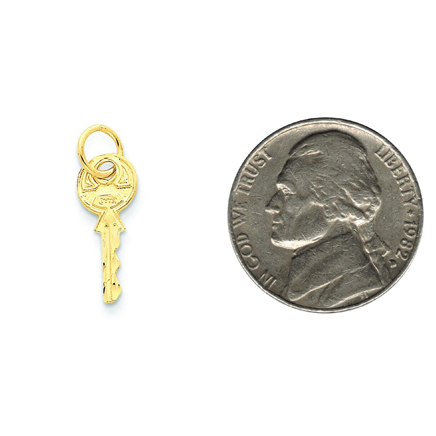 14K Yellow Gold Key Charm Necklace Jewelry Pendant 20mm x 8mm