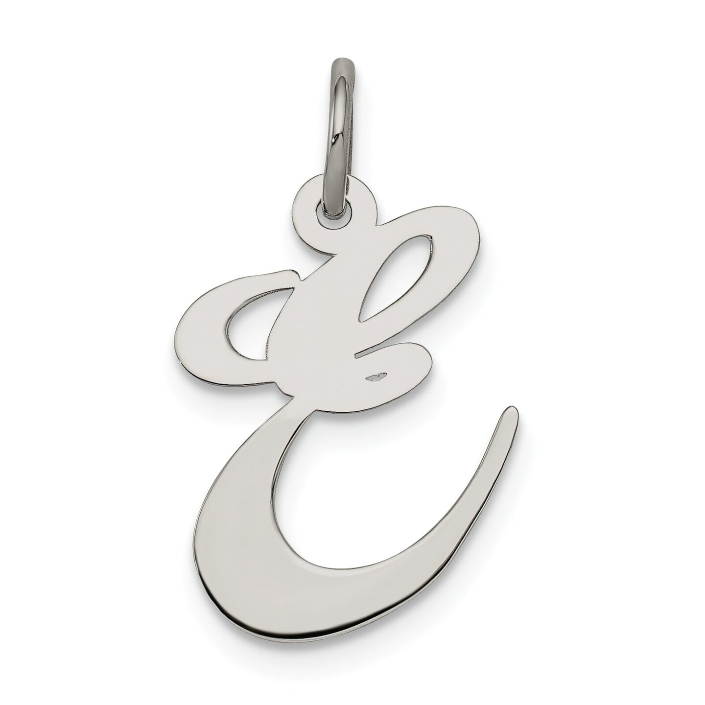 Sterling Silver Medium Script Initial Letter E Charm Jewerly 18mm x 13mm