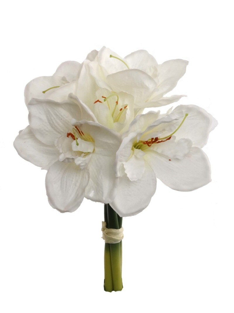 12.5&#x22; White Amaryllis Bundle with Lifelike Silk Flowers, Perfect for Weddings, Events, and Home D&#xE9;cor (Set of 12) by Floral Home by Artificial Flowers