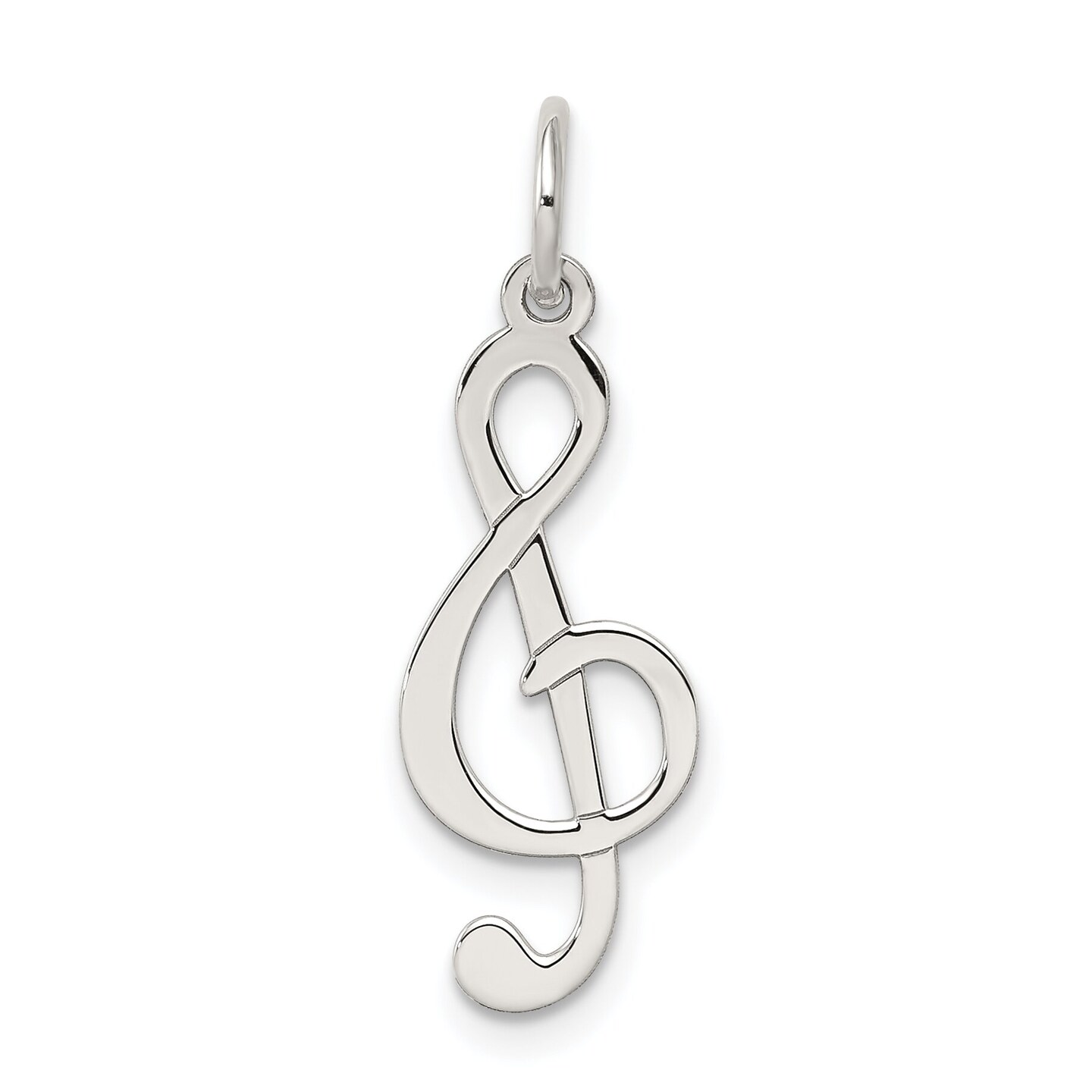 Sterling Silver Treble Clef Charm Pendant Music Jewelry 20 X 9mm
