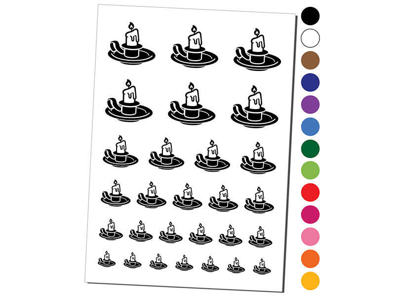 Candle on a Holder Temporary Tattoo Water Resistant Fake Body Art Set