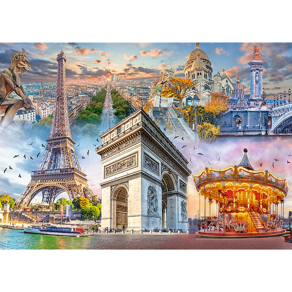 2000 piece Jigsaw Puzzles, Weekend in Paris, France, Collage, Adult Puzzle, Trefl 27125