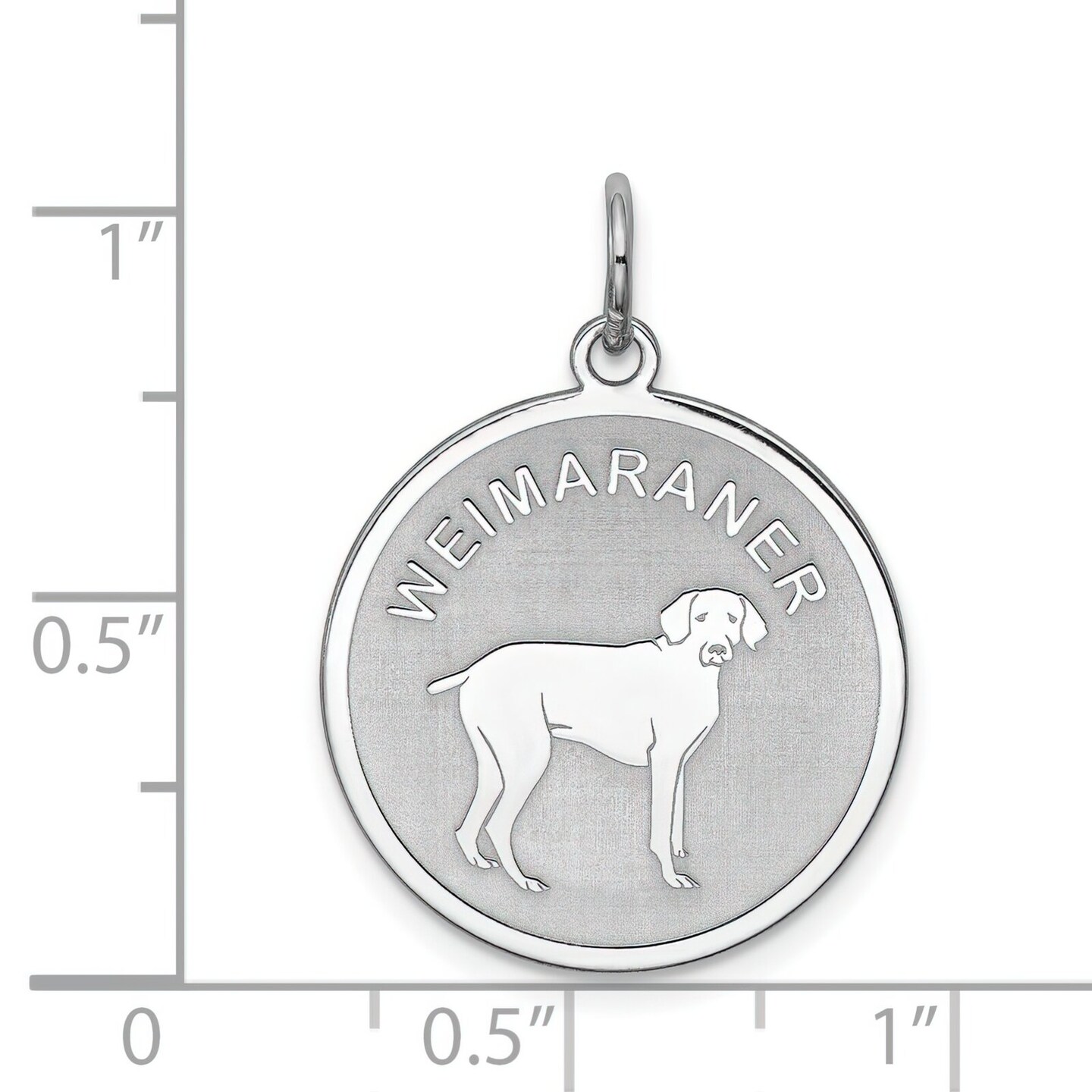 Sterling Silver Weimaraner Disc Charm Pendant Jewelry 26mm x 19mm