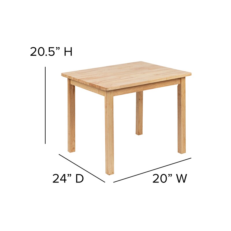 Flash Furniture Kids Solid Hardwood Table and Chair Set for Playroom, Bedroom, Kitchen - 3 Piece Set - Natural