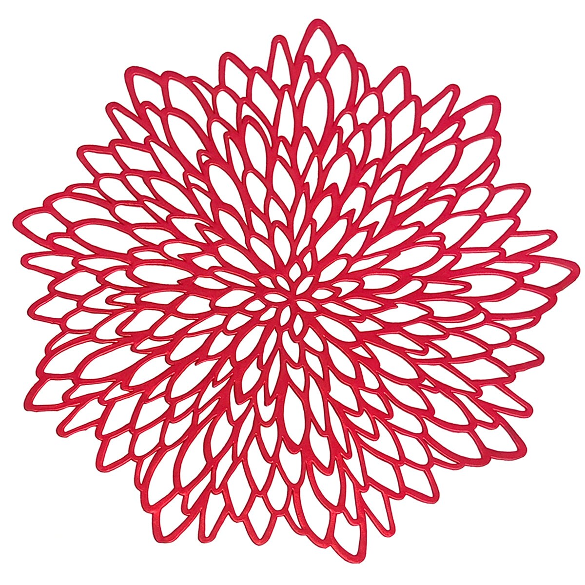 Wrapables Vinyl Metallic Colored Placemats for Weddings, Parties, Special Events (Set of 4), Red Blossom