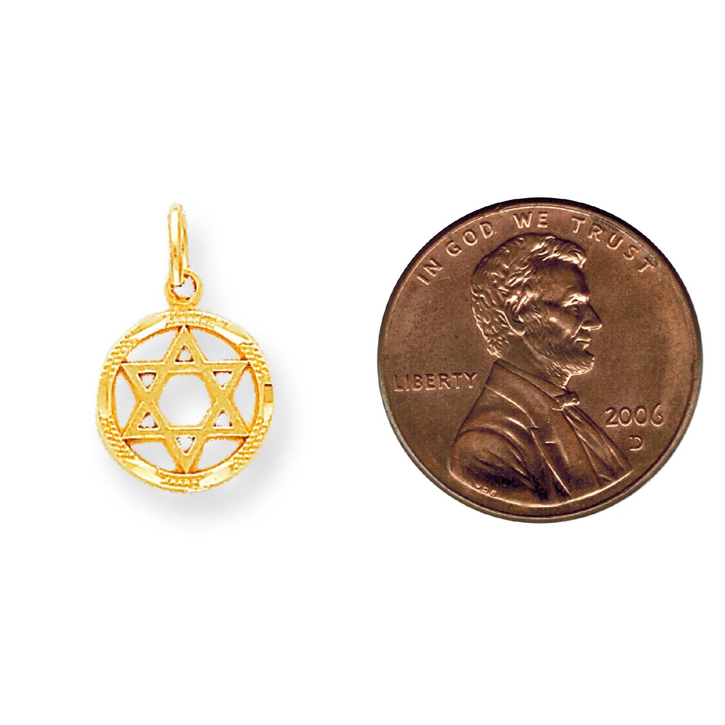 10K Yellow Gold Religious Diamond-Cut Star of David Charm New 18 X 12mm  Jewerly
