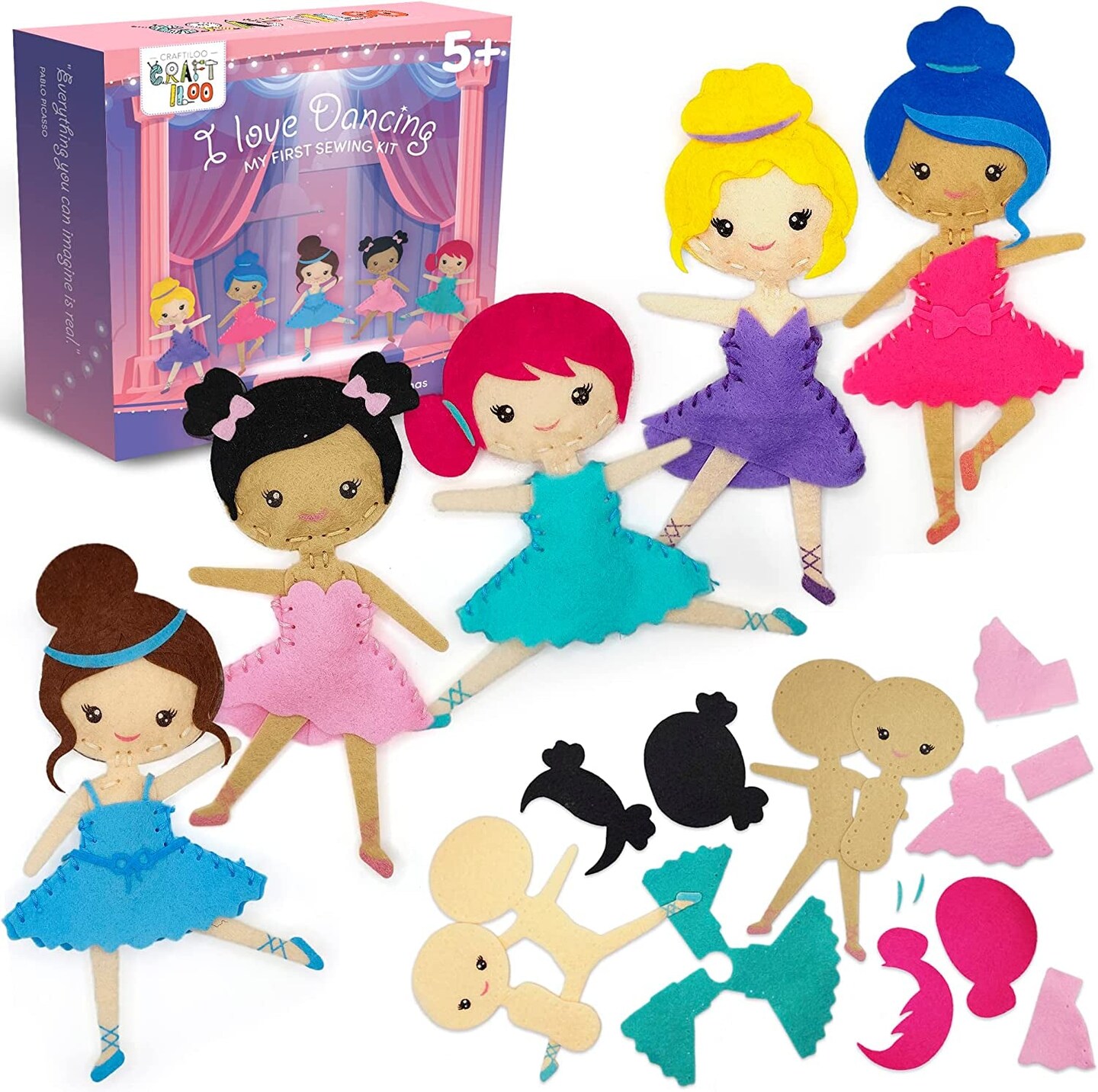 Ballerina Dancers Sewing Kit for Kids, Fun and Educational Craft Set for  Boys and Girls Age 5-12, Sew Your Own Felt Ballerina Craft Kit for Beginners  (Ballerina Kit)