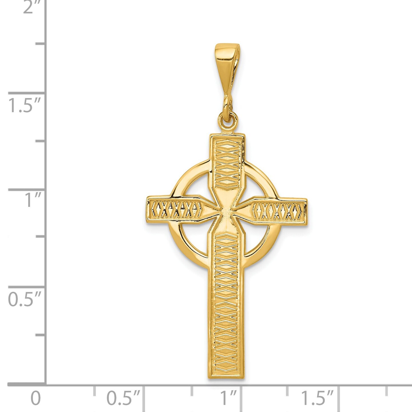 14K Yellow Gold Celtic Cross Pendant Charm Jewelry 46mm x 21mm