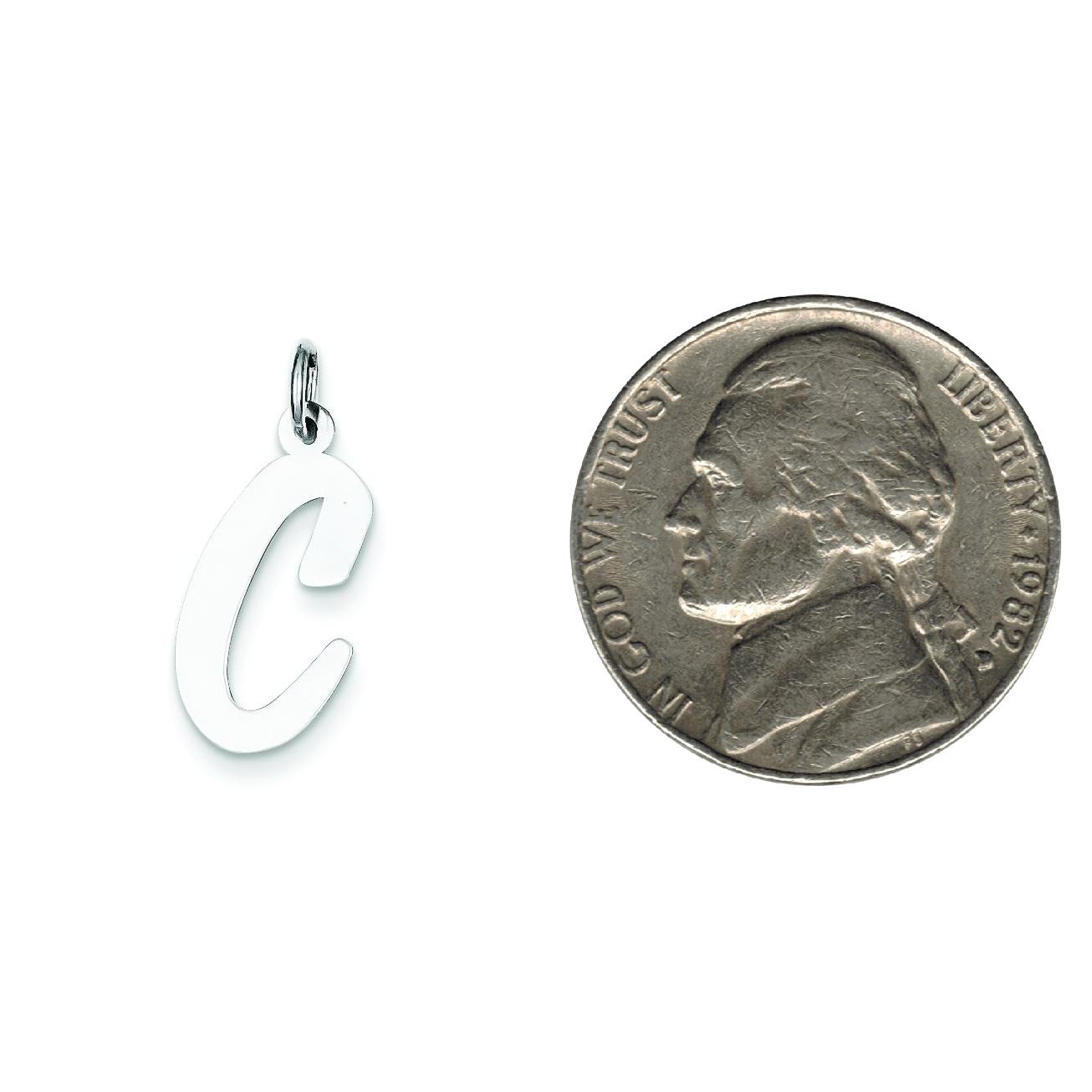 Sterling Silver Large Script Initial Letter C Charm Jewerly 21mm x 11mm