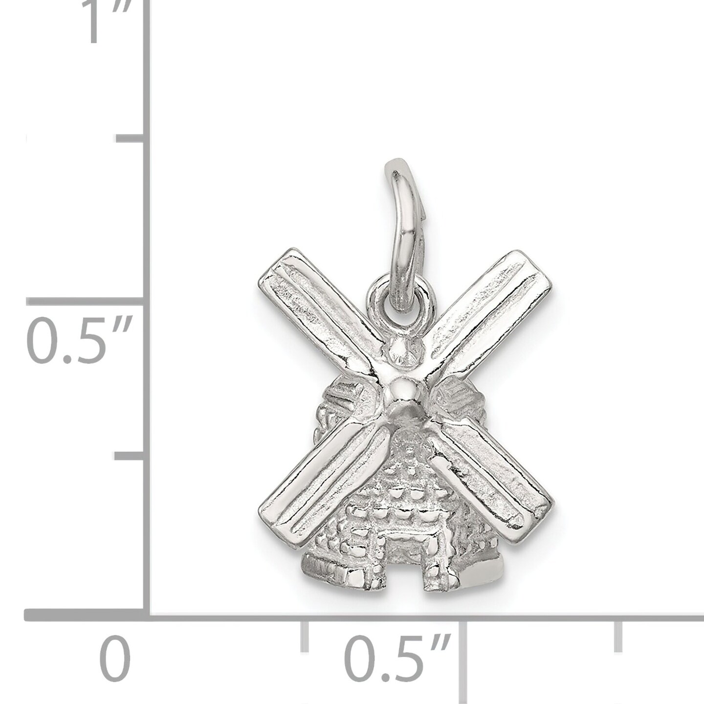 Sterling Silver Windmill Charm Pendant Farm Jewelry 15mm x 12mm