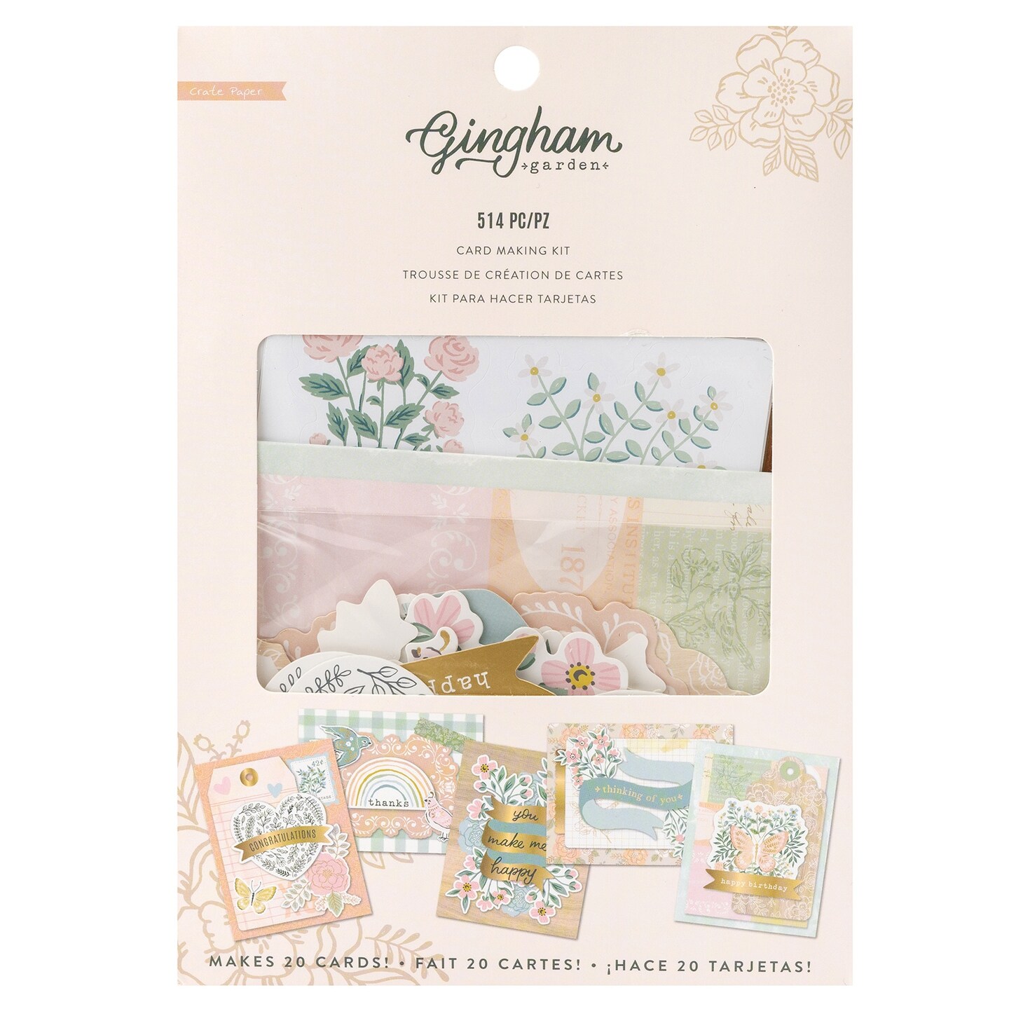 Maggie Holmes Gingham Garden Card Kit-Makes 20 Cards