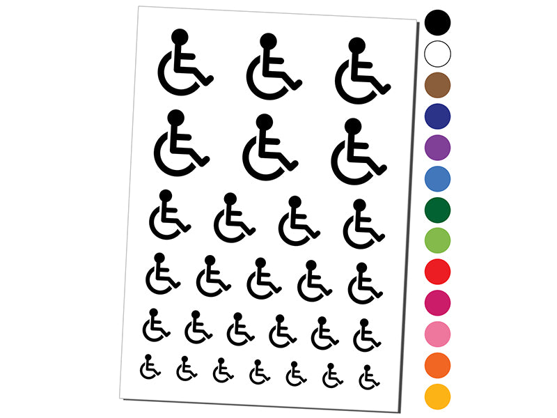 Handicap Disabled Wheelchair Access Icon Temporary Tattoo Water Resistant Fake Body Art Set Collection