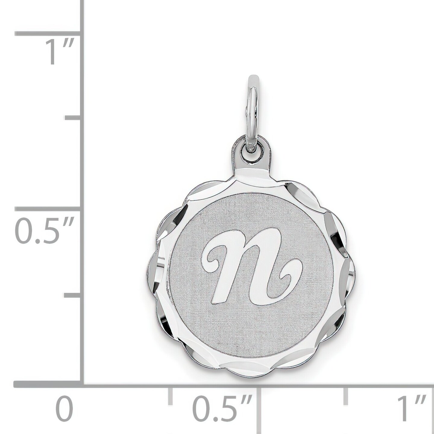 Sterling Silver Brocaded Lower Case Initial N Charm Jewerly 22mm x 16mm