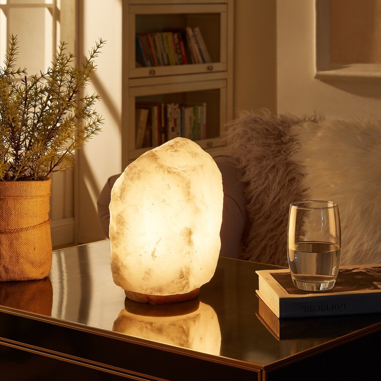 Loft Lyfe Abbas Salt Lamp - 8 Color Modes Authentic Himalayan Salt Crystal Natural Materials Providing Health Benefits
