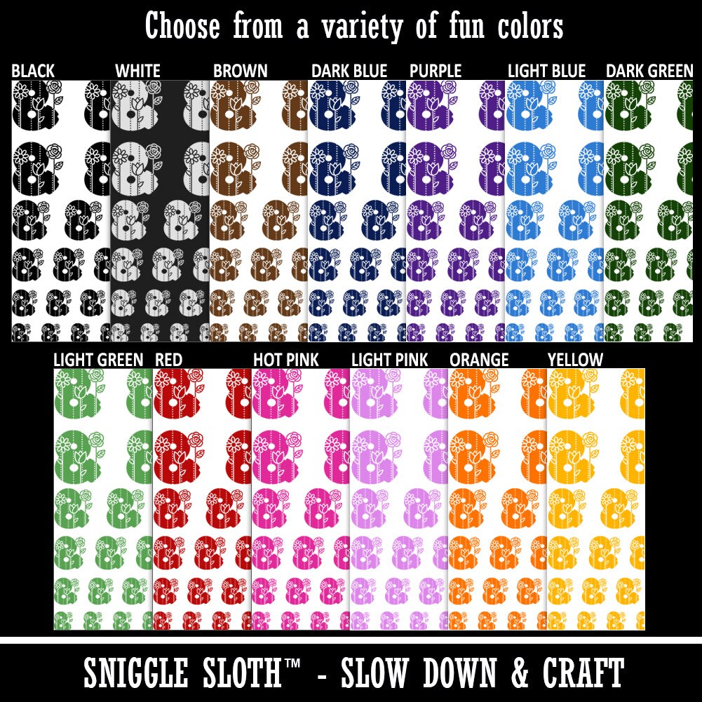 Sweet and Cute Flowers Rounded Block Ampersand Temporary Tattoo Water Resistant Fake Body Art Set Collection