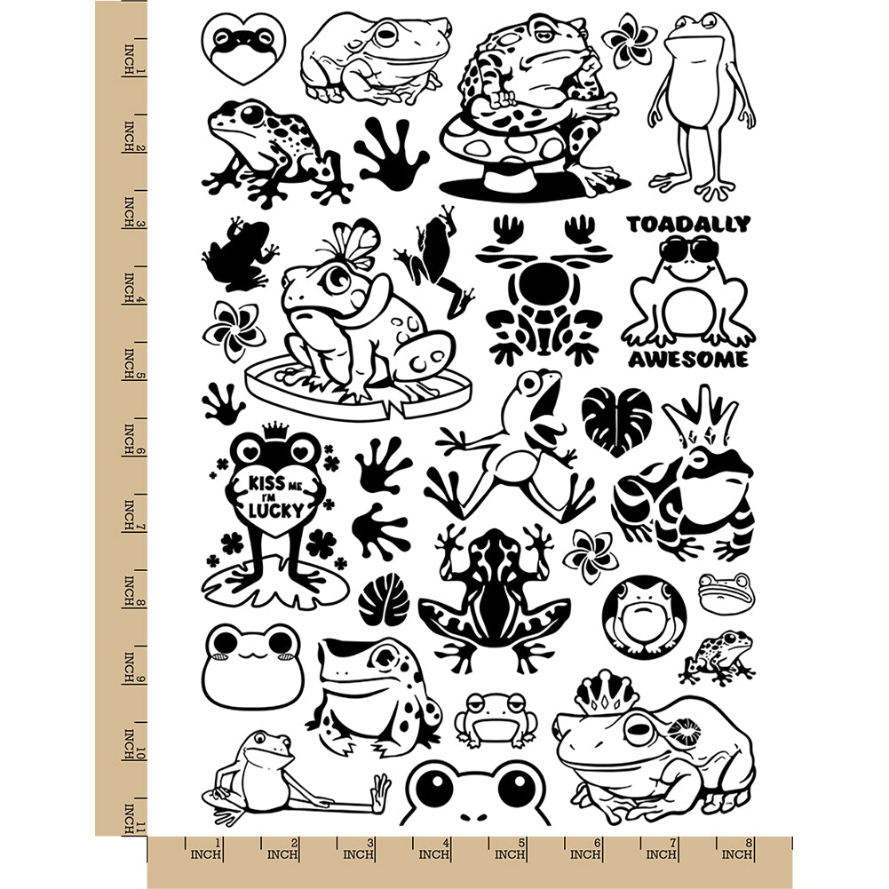 Frogs Toads Amphibians Temporary Tattoo Water Resistant Fake Body Art Set Collection