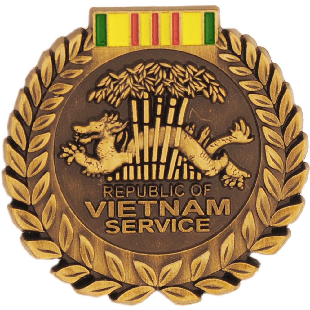 Vietnam Service Medal &#x26; Ribbon Pin 1&#x22;