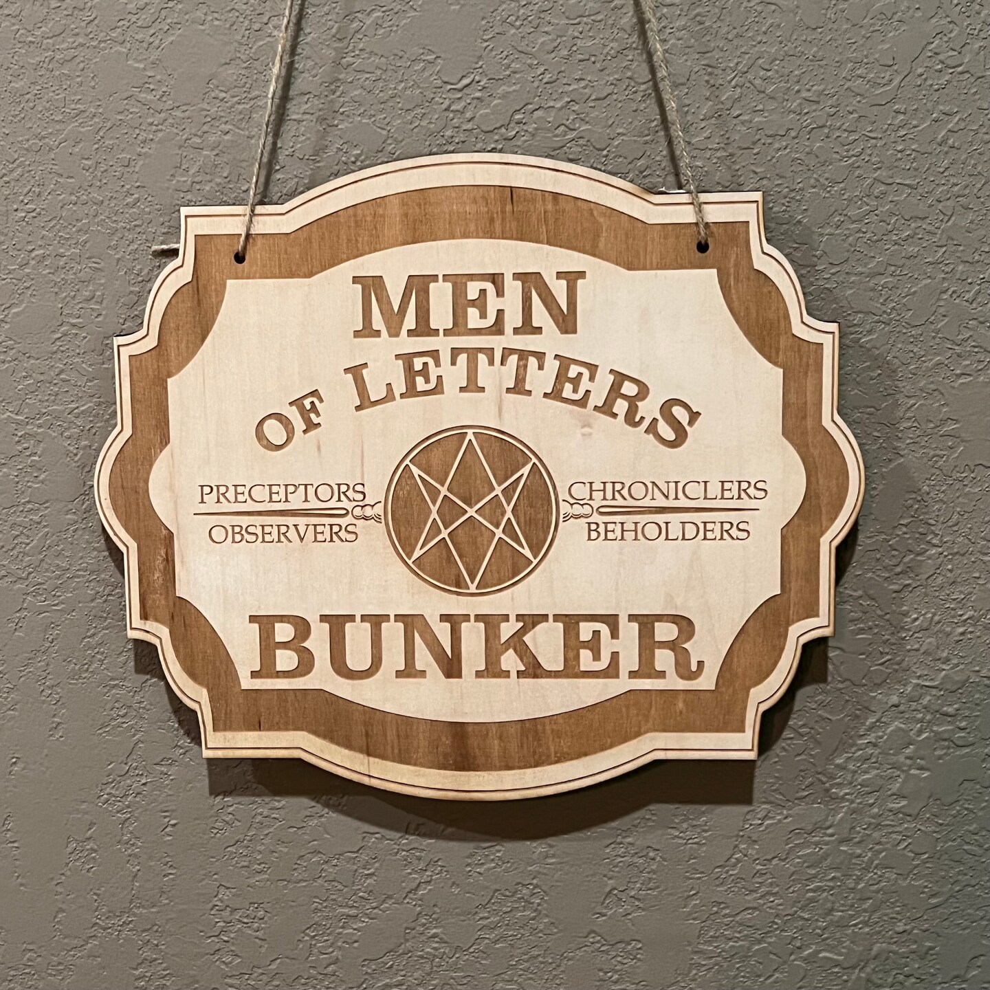 Men of Letters - Raw Wood Door Sign Men of Letters - Raw Wood Door Sign