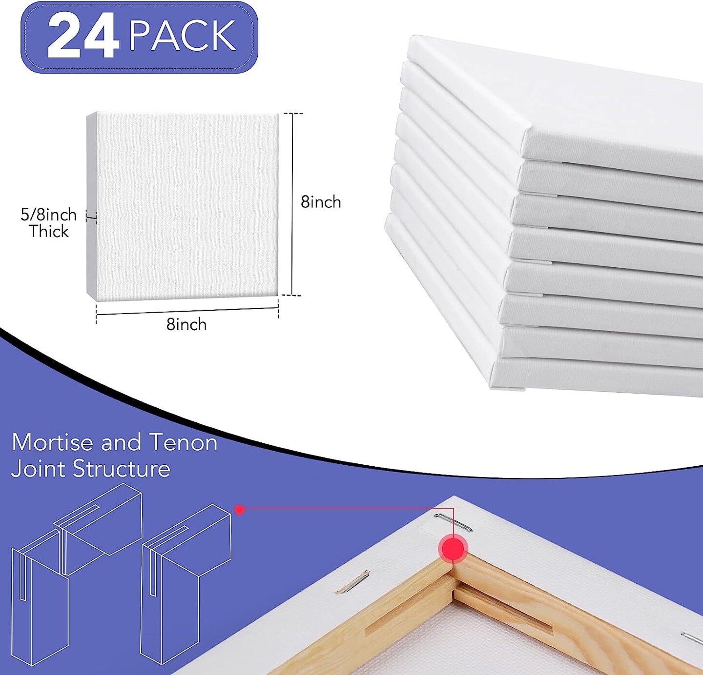 Canvases for Painting - 24 Pack Art Paint Canvas Panels Set Boards