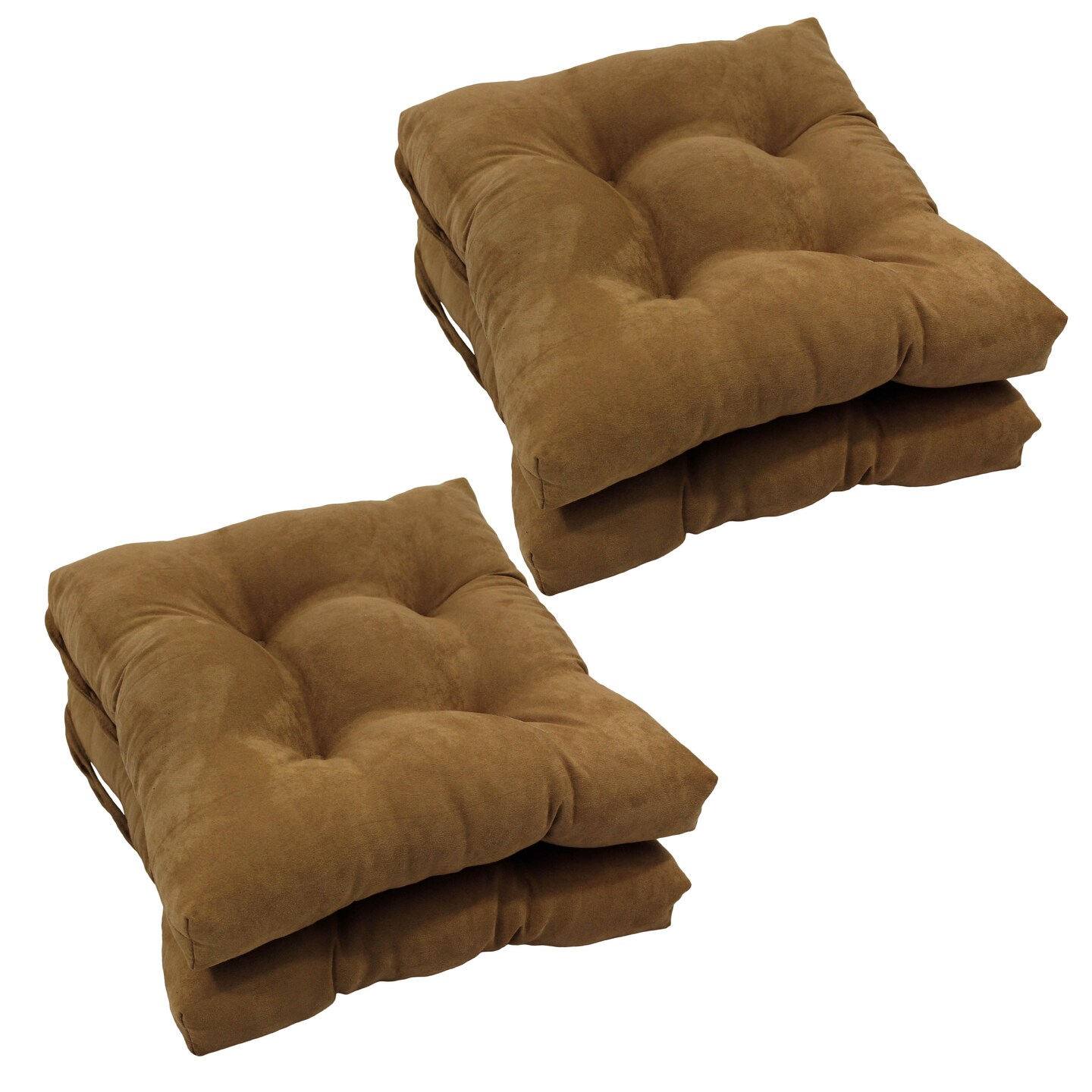 16-inch Solid Micro Suede Square Tufted Chair Cushions (Set