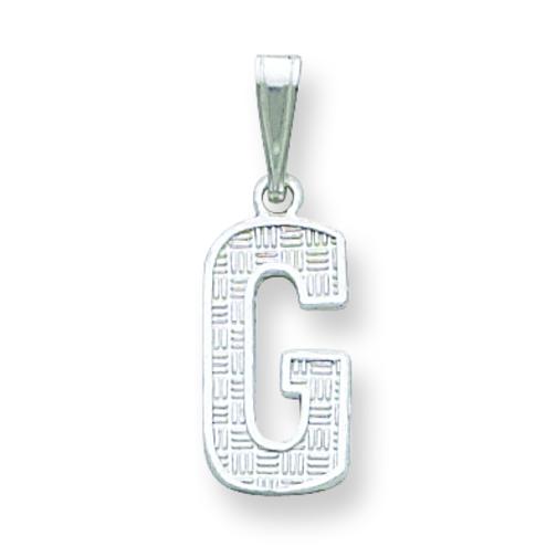 Sterling Silver Initial Letter G Charm Pendant Jewelry 25mm x 9mm