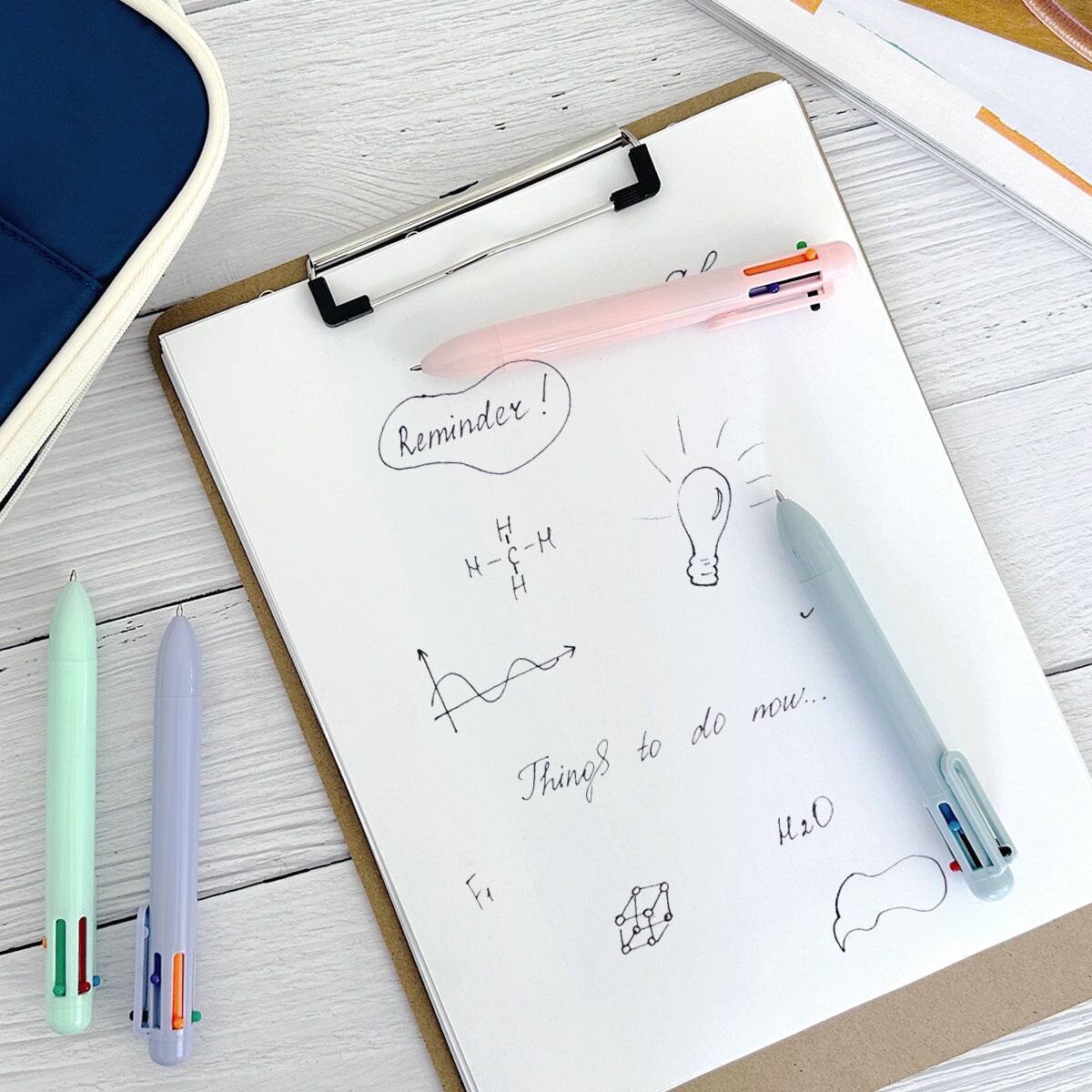 Wrapables Multi-Color 6-in-1 Retractable Ballpoint Pens for Home, Office, Stationery (Set of 8)