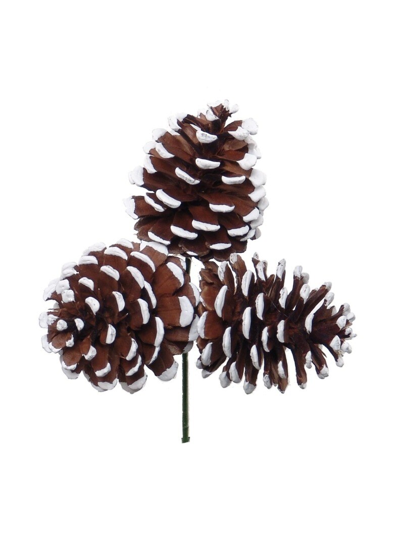 2.5" Artificial Pine Cone Cluster Picks - Set of 36, White-Tipped Edges - Perfect for Wreaths, Trees, Garlands - Festive Christmas Ornaments - 2024 Christmas Collection, Floral Home by Artificial Flowers
