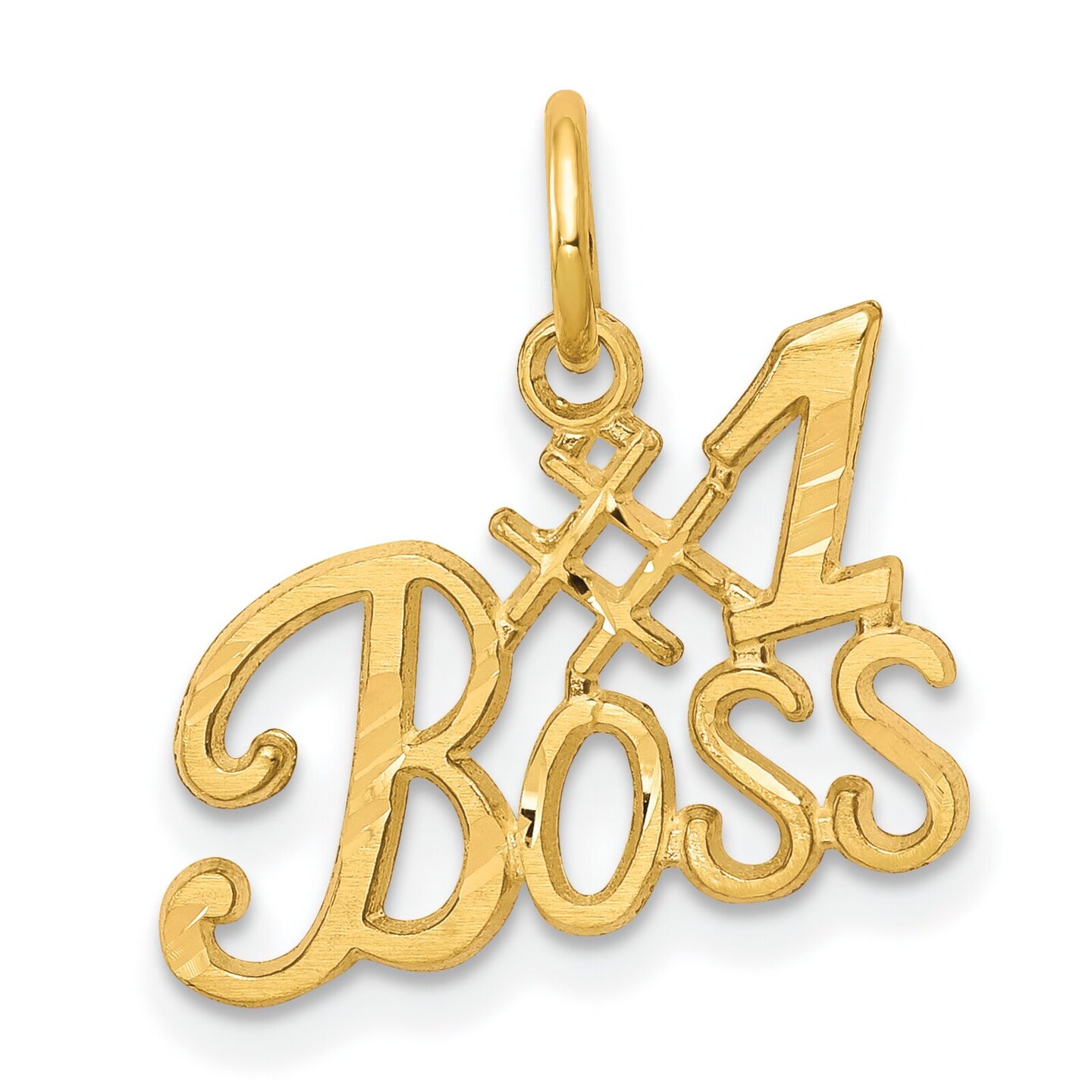 10K Yellow Gold #1 Boss Charm Jewelry FindingKing New 15 X 16mm