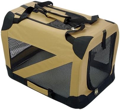 Pet Life Folding Zippered 360° Vista View House Pet Crate Khaki-L