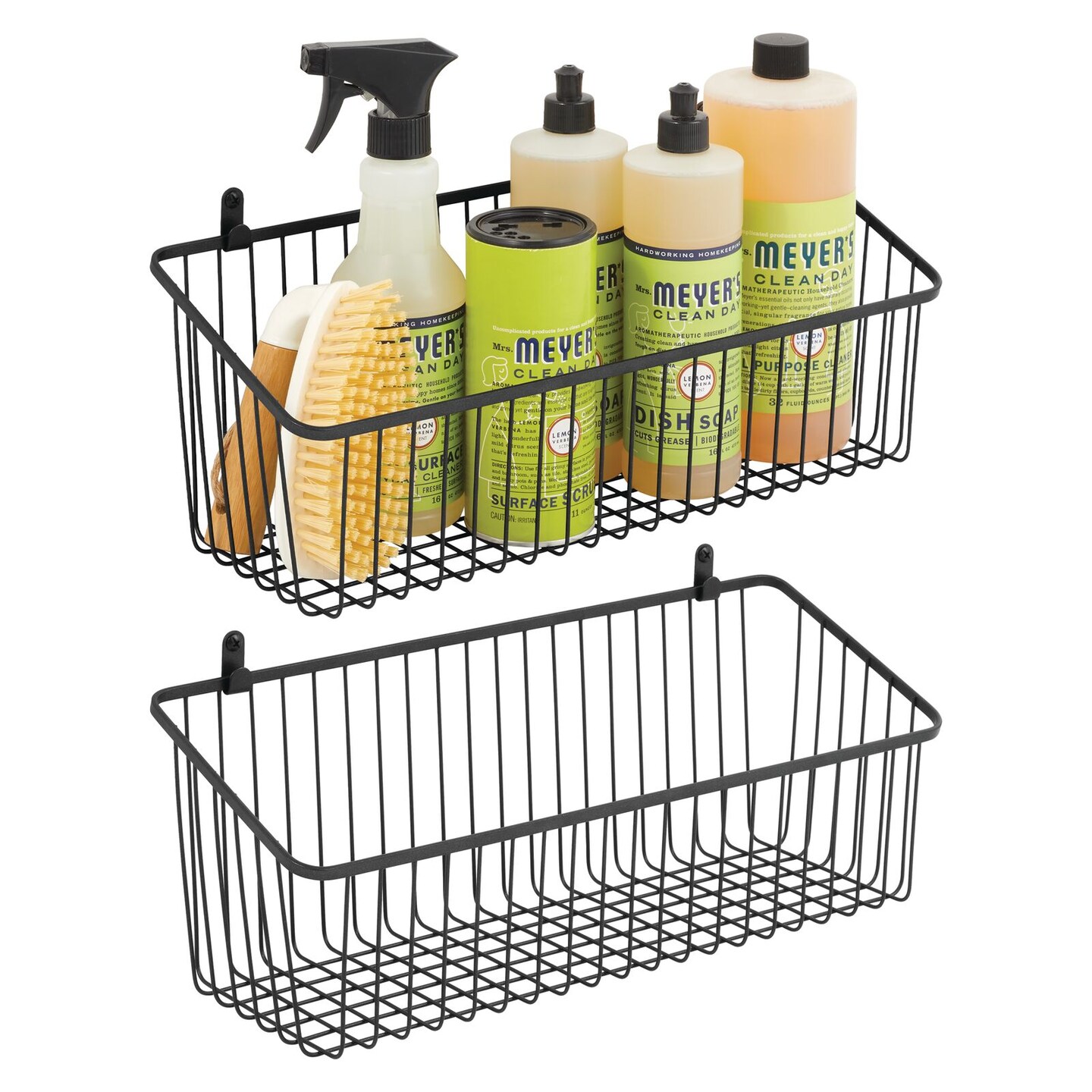 mDesign Metal Wall Mount Hanging Basket for Home Storage, 2 Pack