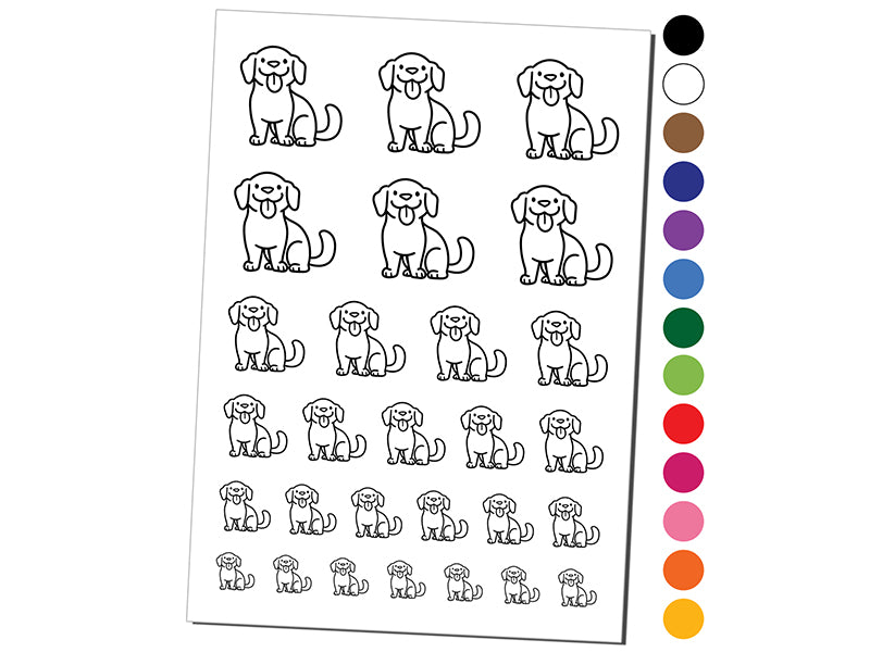 Labrador Retriever Sitting with Tongue Out Dog Temporary Tattoo Water Resistant Fake Body Art Set Collection