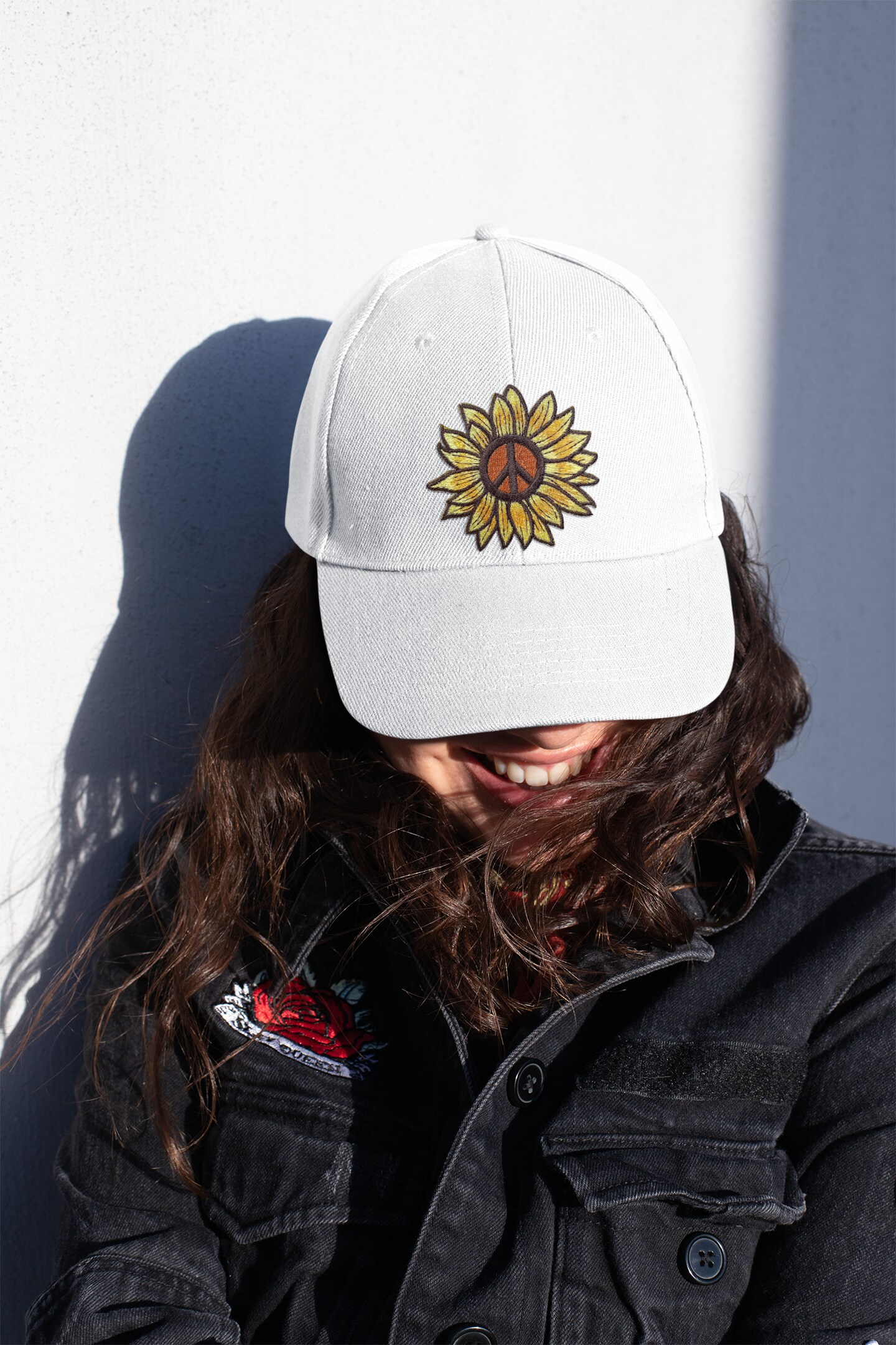 Sunflower Peace Sign, Flower, Embroidered, Iron on Patch