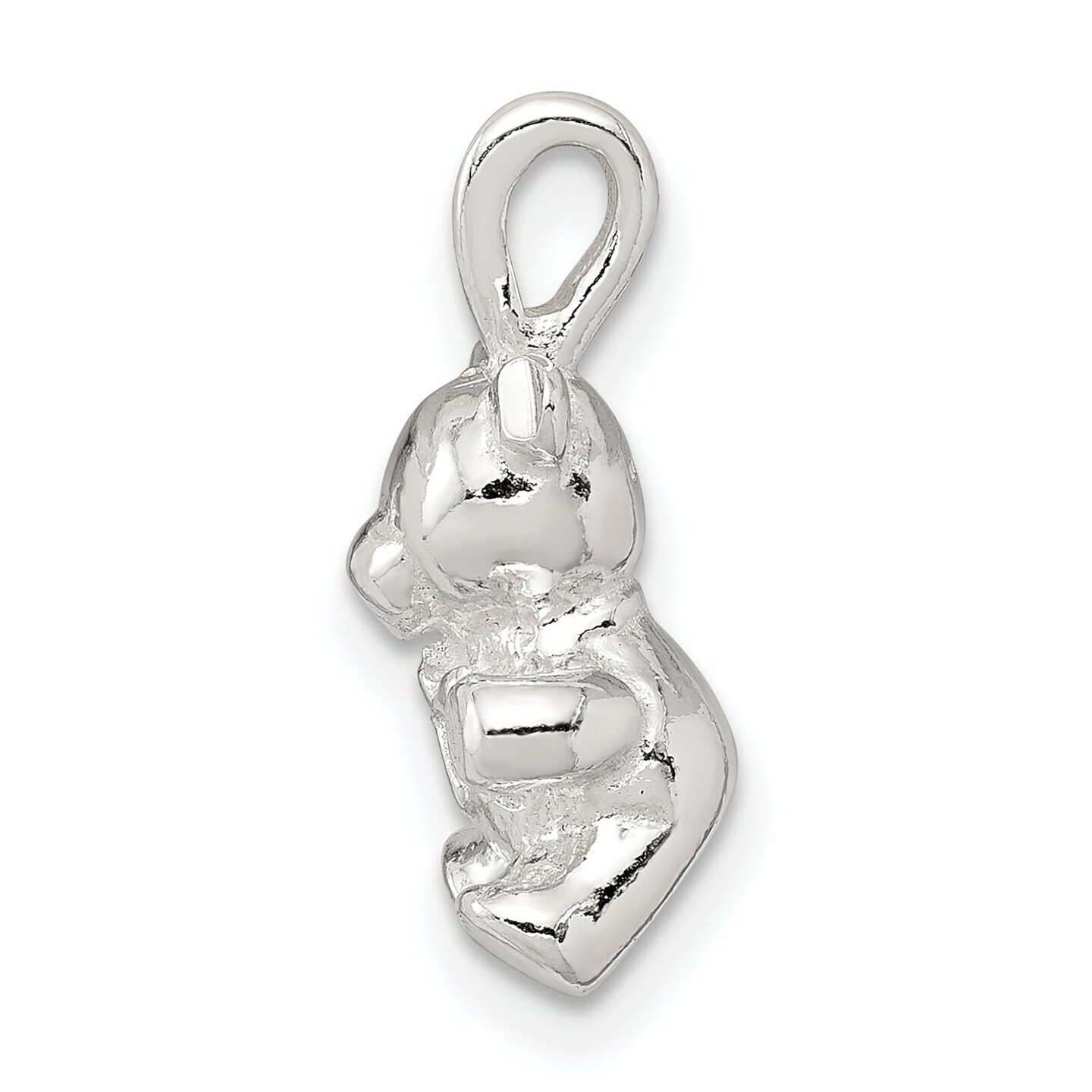 Sterling Silver Teddy Bear Charm Pendant Jewelry 19mm x 10mm