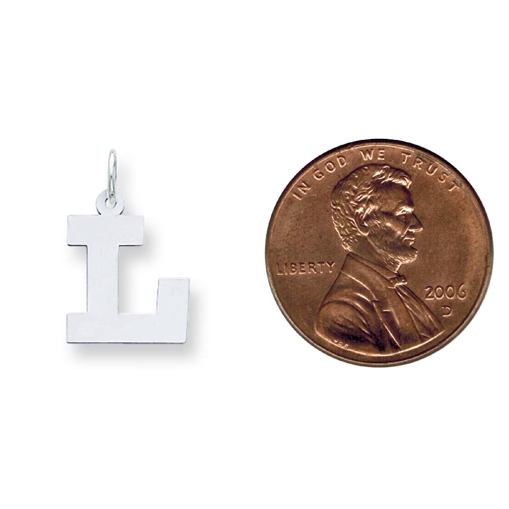 Sterling Silver Medium Block Initial Letter L Charm Jewerly 19mm x 12mm