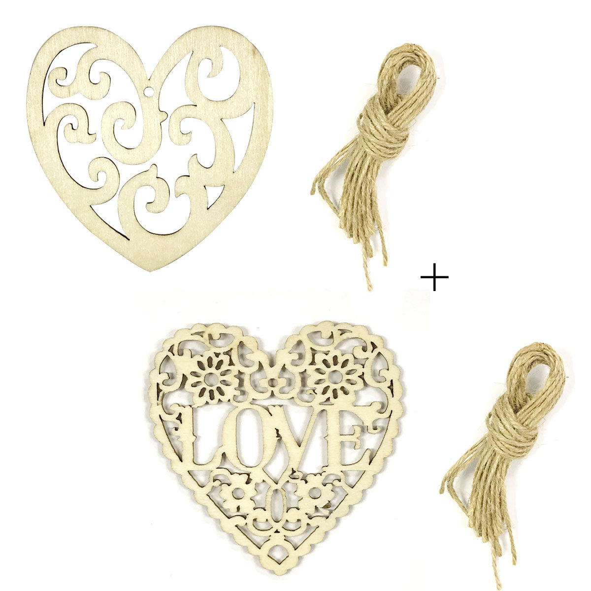 Wrapables Wooden Heart Ornament Hanging Love Decoration Set of 20