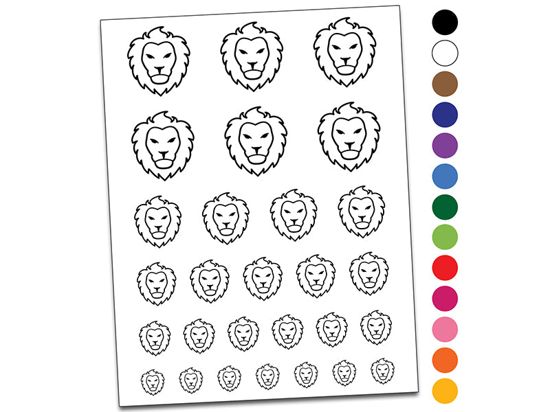 Lion Head Face Temporary Tattoo Water Resistant Fake Body Art Set Collection