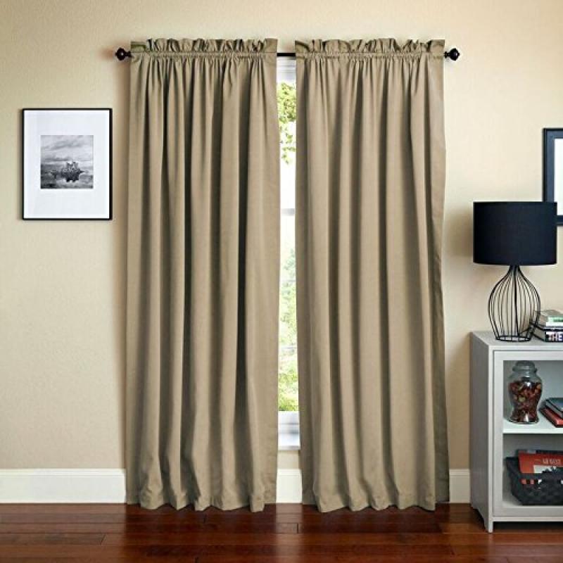 Blazing Needles 84-inch by 52-inch Twill Curtain Panels (Set of 2) - Toffee