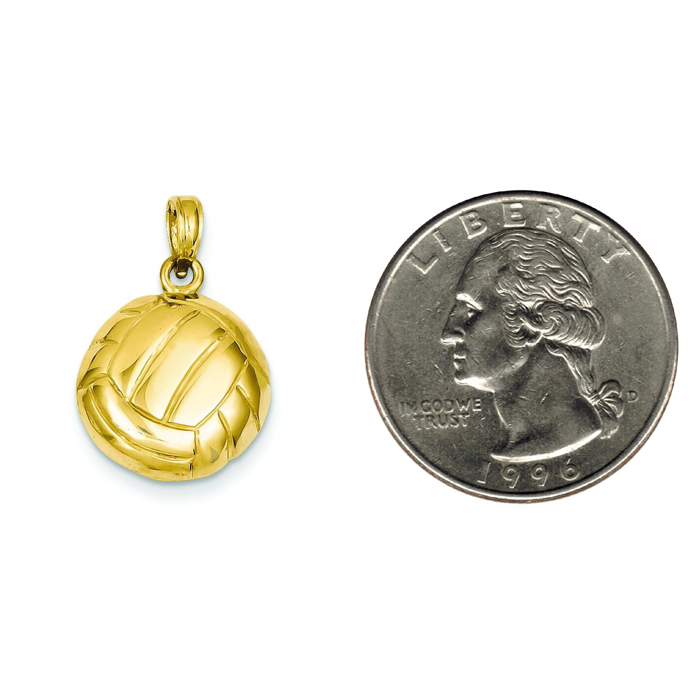 FindingKing 14K Yellow Gold Volleyball Charm Sports Pendant Jewelry 23mm x 15mm