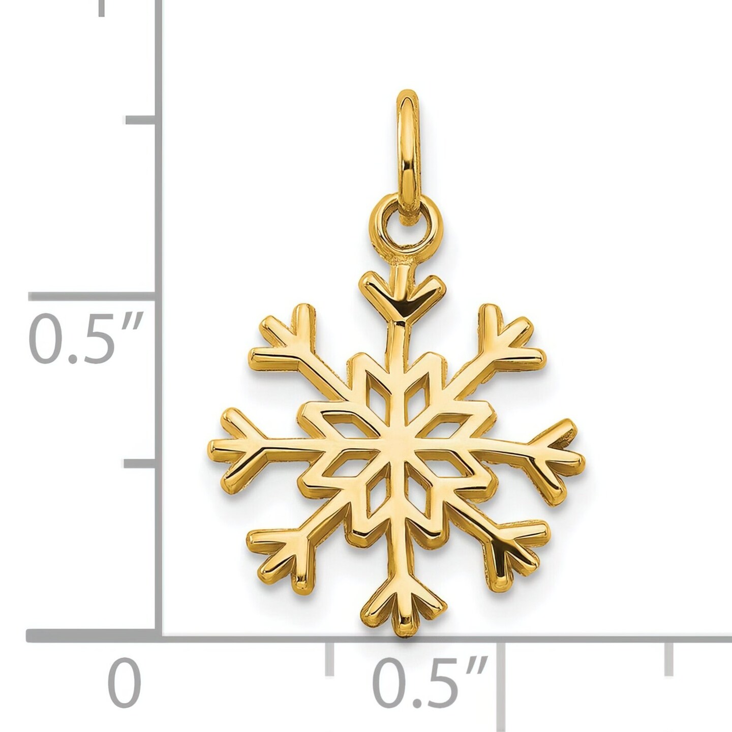 10K Yellow Gold Snowflake Charm Polished Winter Jewelry 20mm x 21mm